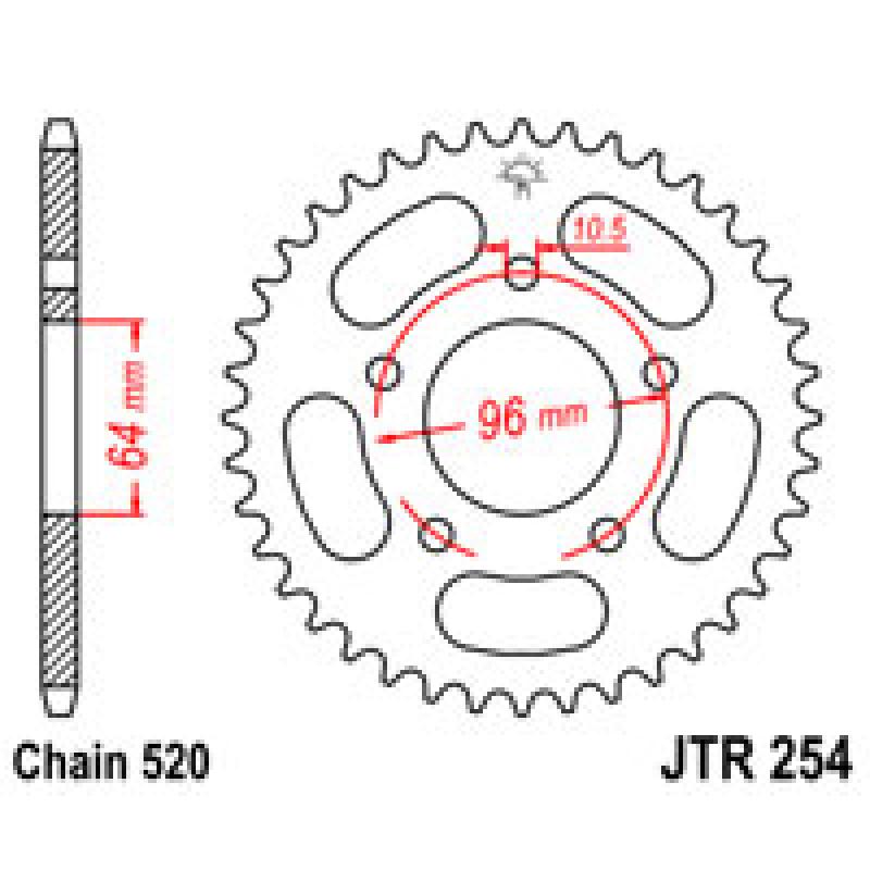 Купить Звездочка задняя JT Sprockets (шаг 520 ) JT JTR254